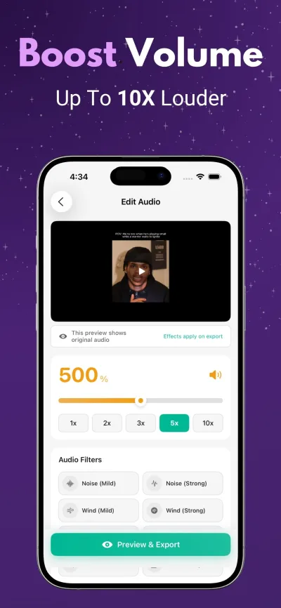 Loudify video volume booster app - boost up to 1000 percent